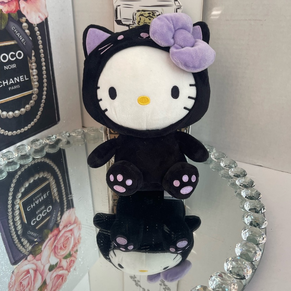 Hello Kitty Halloween black cat Plush Toy with Purple Bow
